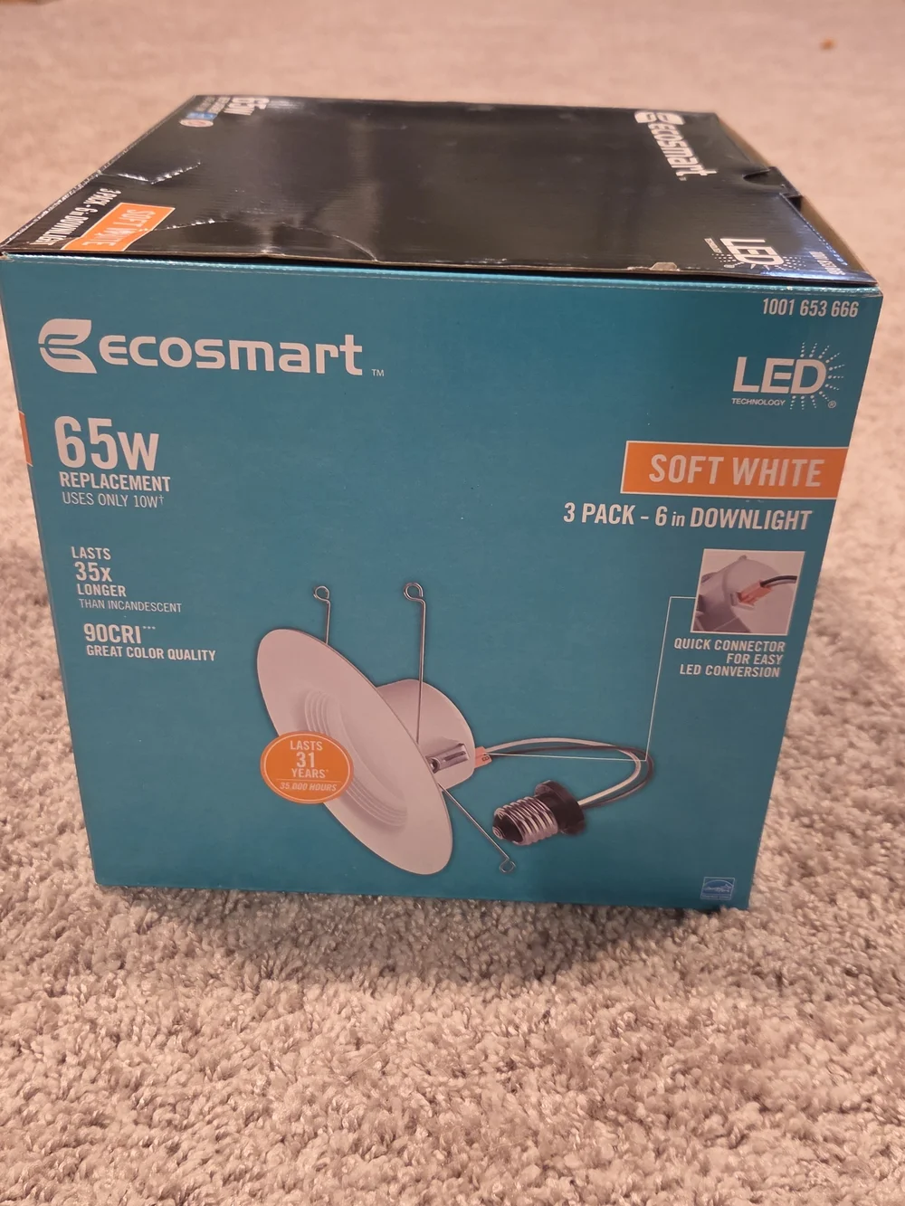 Ecosmart Soft White 6 in LED Recessed Downlight 3-Pack (65W Replacement)